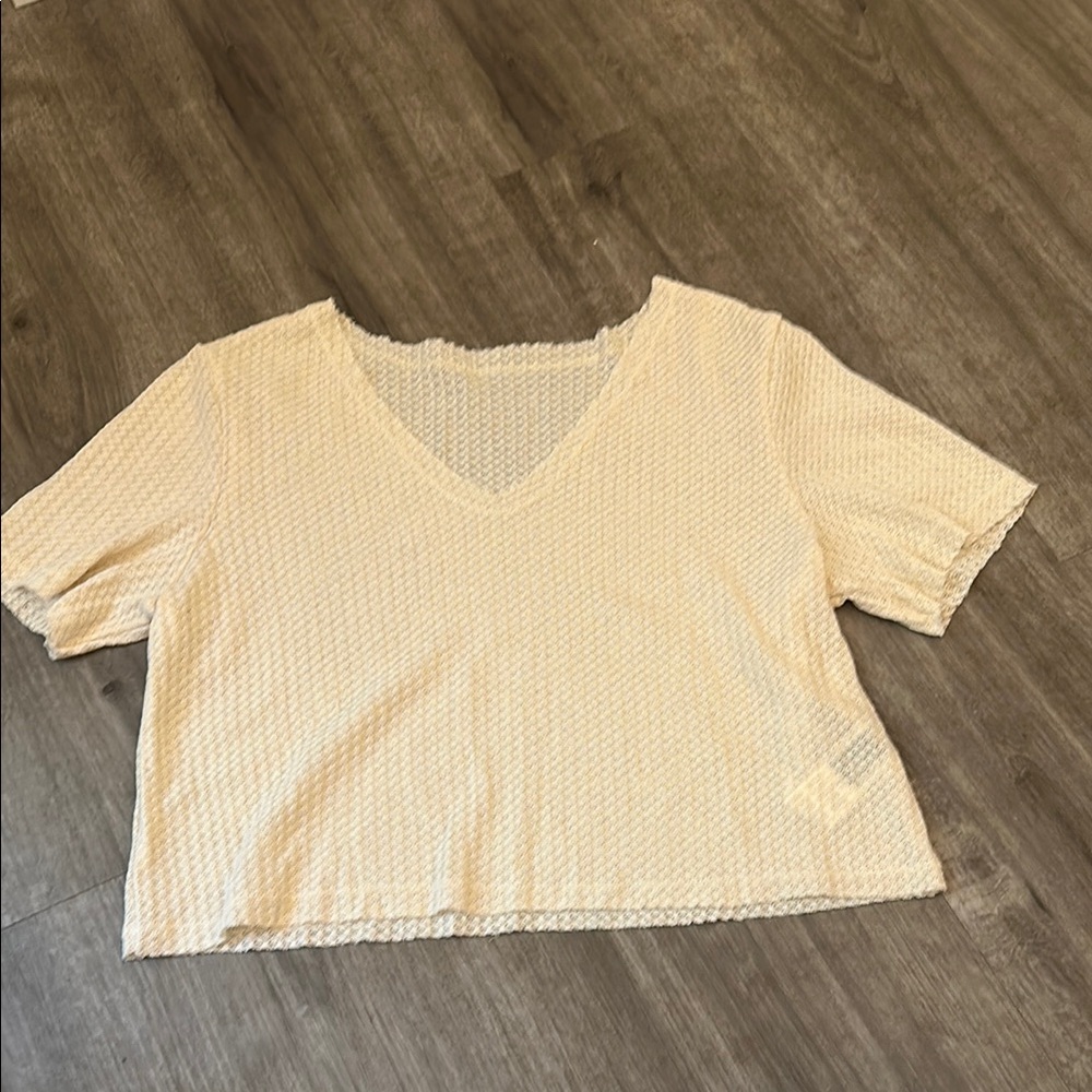 Cream Textured Women's Top